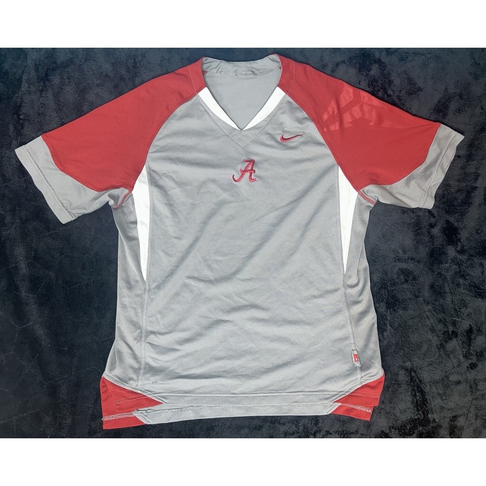 VTG Nike Alabama Crimson Tide Center Logo Embroidery Mens Large Red Grey Dri Fit